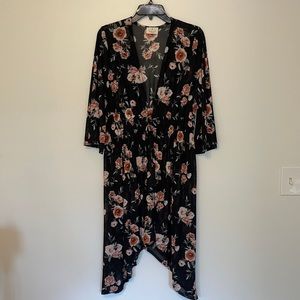 Ember Black Floral Cardigan Kimono Size L